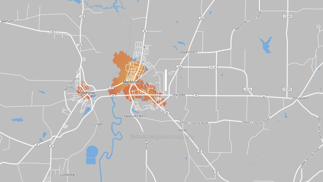 Bike Grade map of Montezuma, GA
