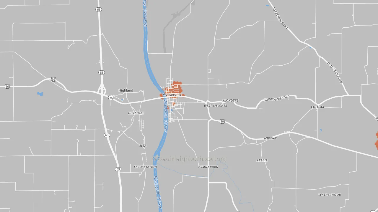 Bike Grade map of Montezuma, IN