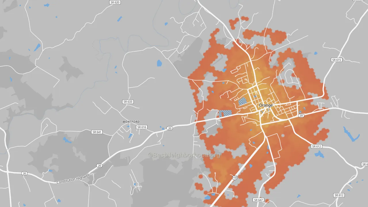 Bike Grade map of Montford, VA