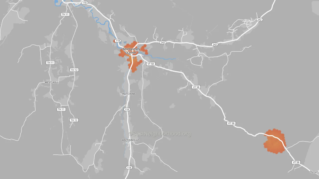 Bike Grade map of Montgomery Center, VT