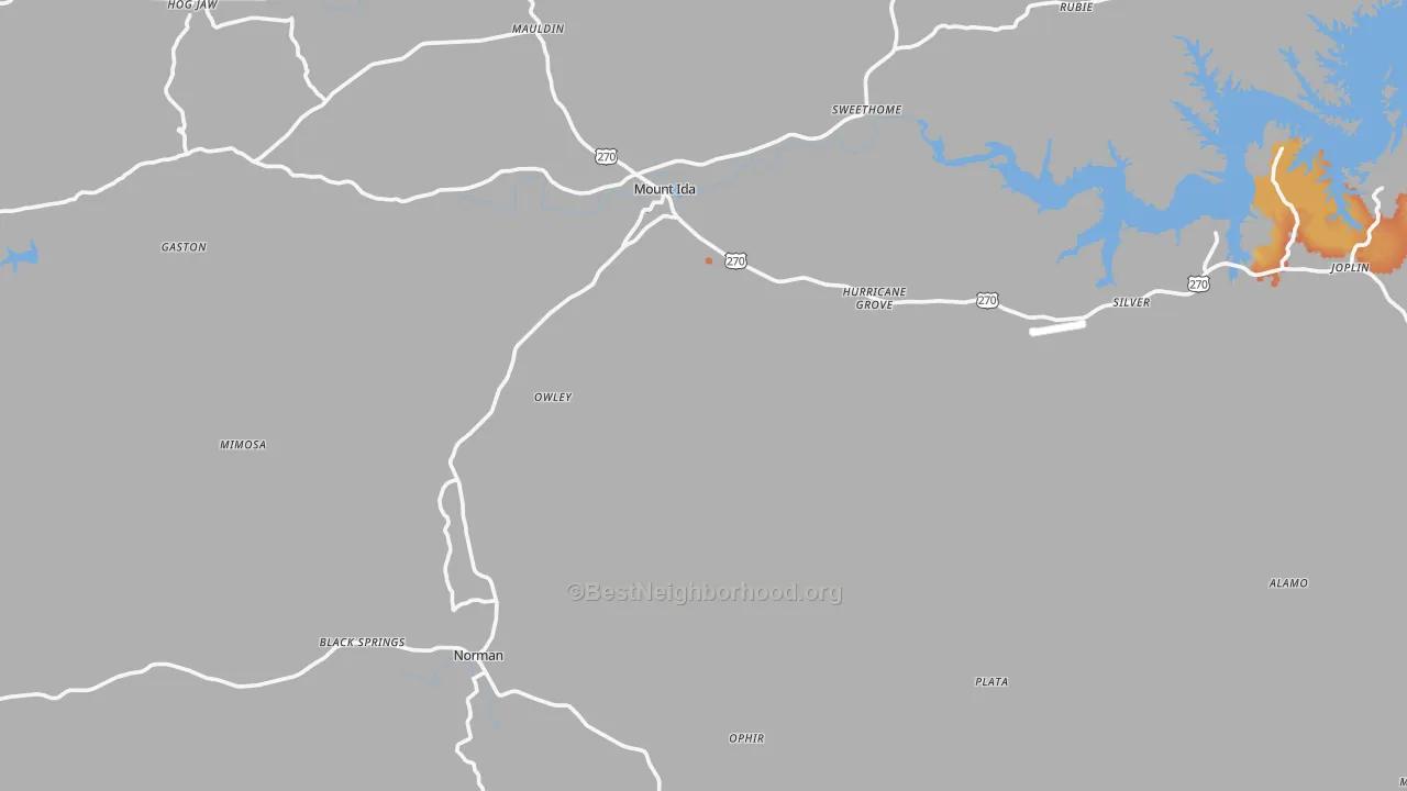 Bike Grade map of Montgomery County, AR