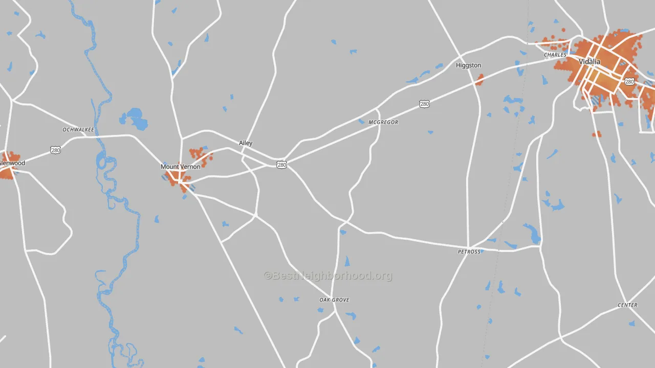 Bike Grade map of Montgomery County, GA