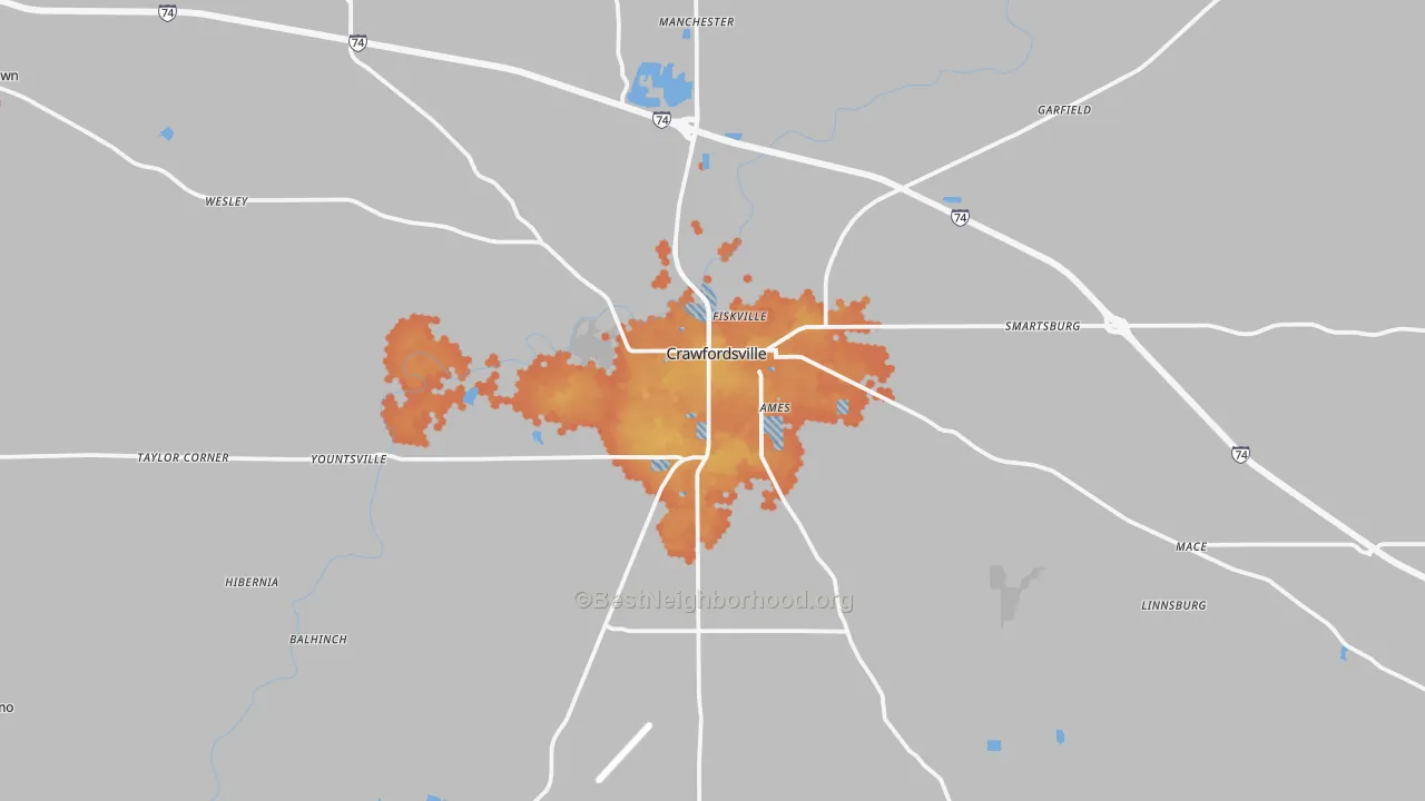 Bike Grade map of Montgomery County, IN