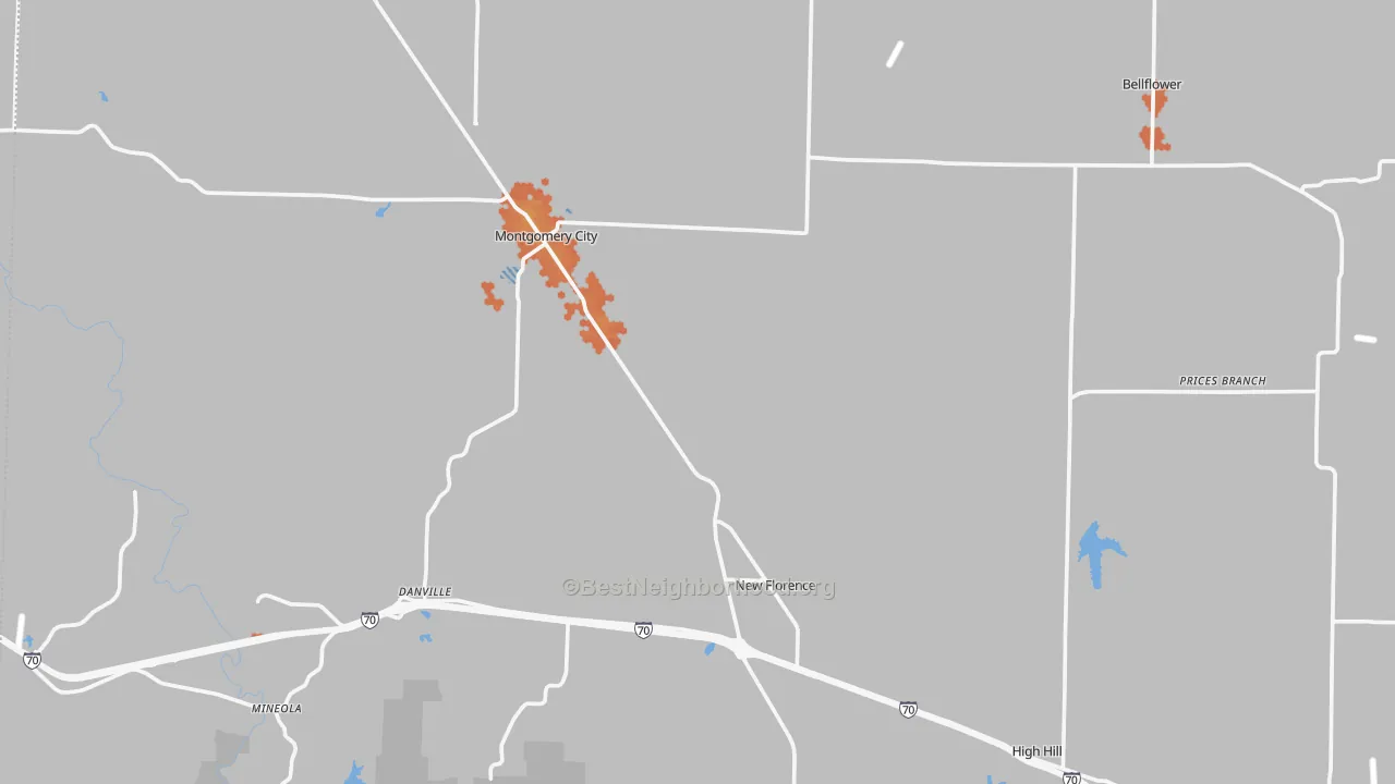 Bike Grade map of Montgomery County, MO