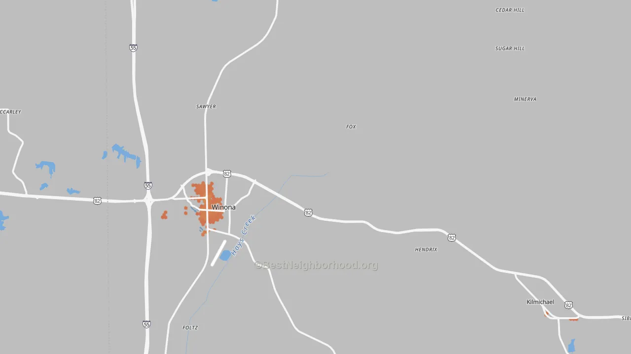 Bike Grade map of Montgomery County, MS