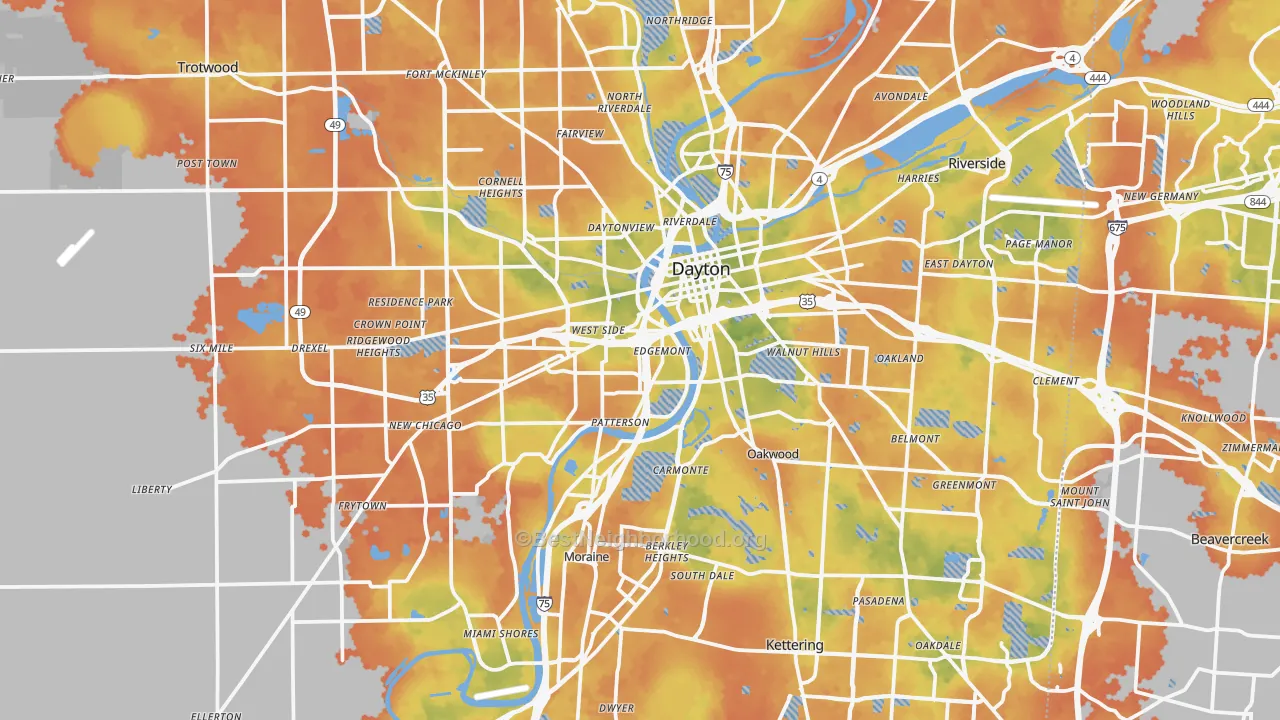 Bike Grade map of Montgomery County, OH