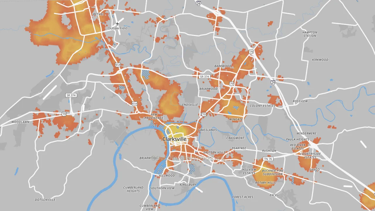 Bike Grade map of Montgomery County, TN