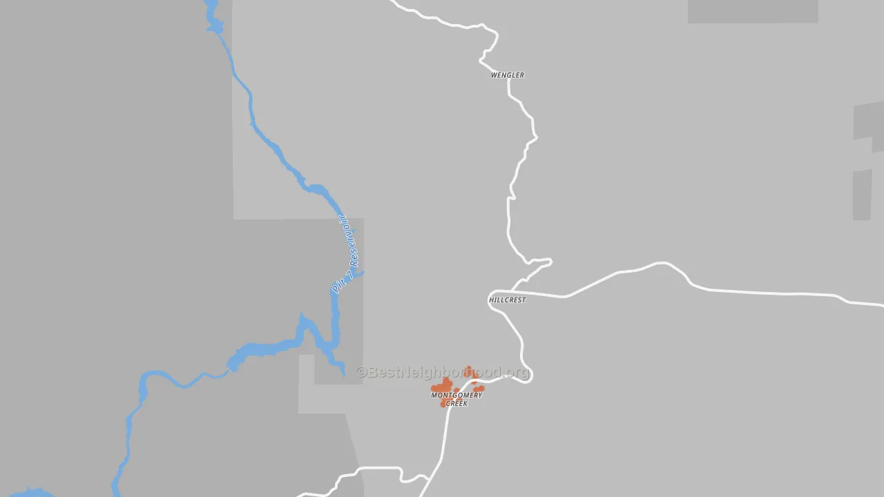 Bike Grade map of Montgomery Creek, CA