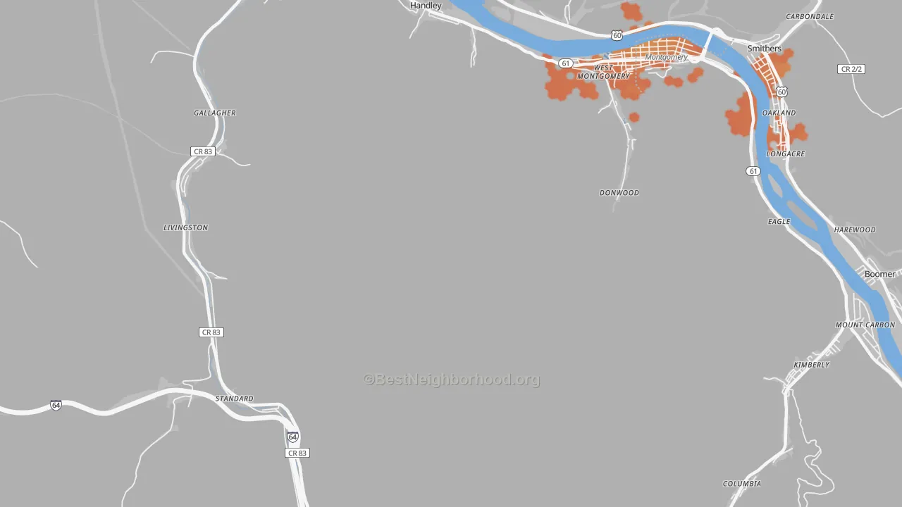 Bike Grade map of Montgomery Heights, WV