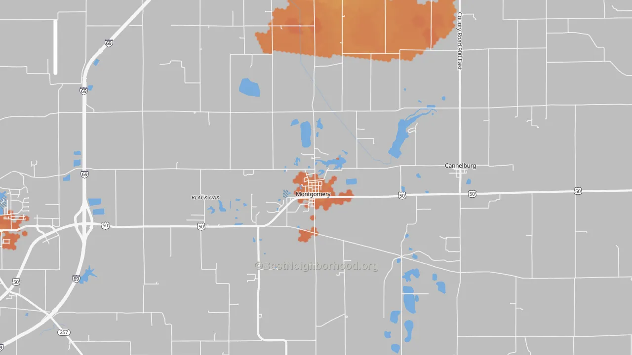 Bike Grade map of Montgomery, IN