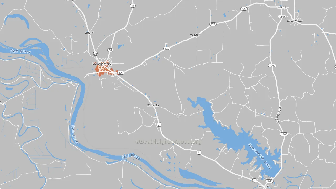 Bike Grade map of Montgomery, LA