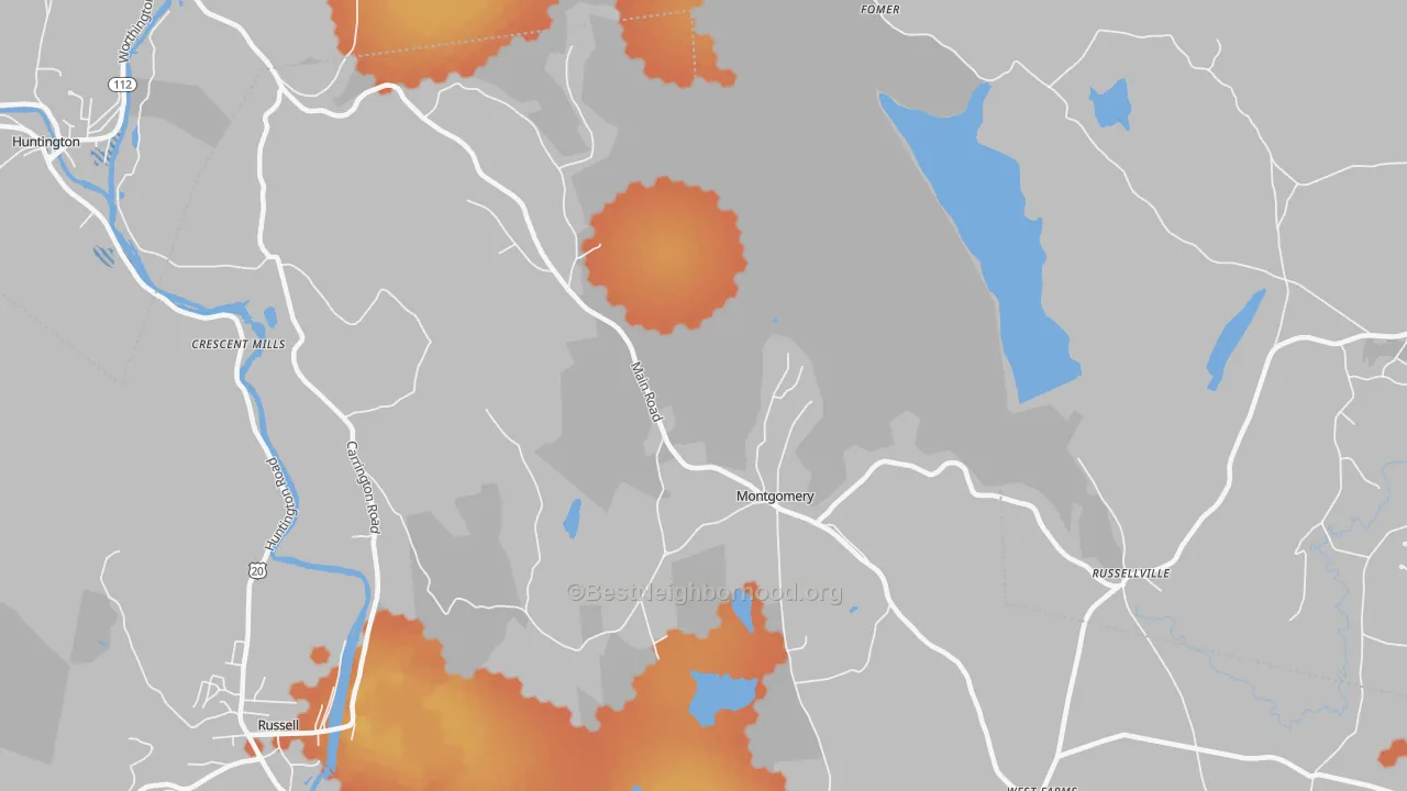 Bike Grade map of Montgomery, MA