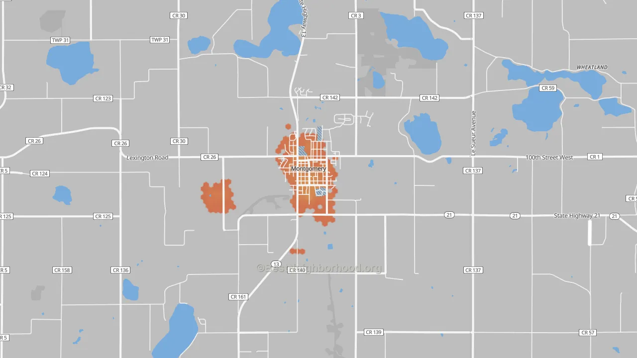 Bike Grade map of Montgomery, MN