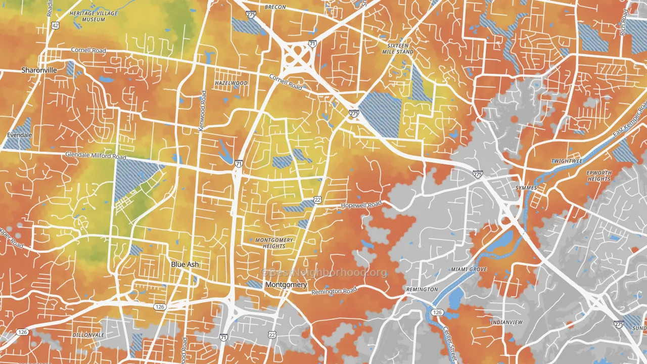 Bike Grade map of Montgomery, OH