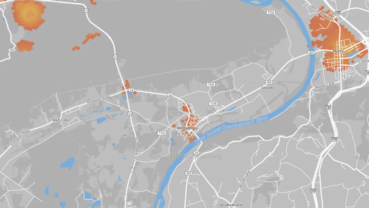 Bike Grade map of Montgomery, PA