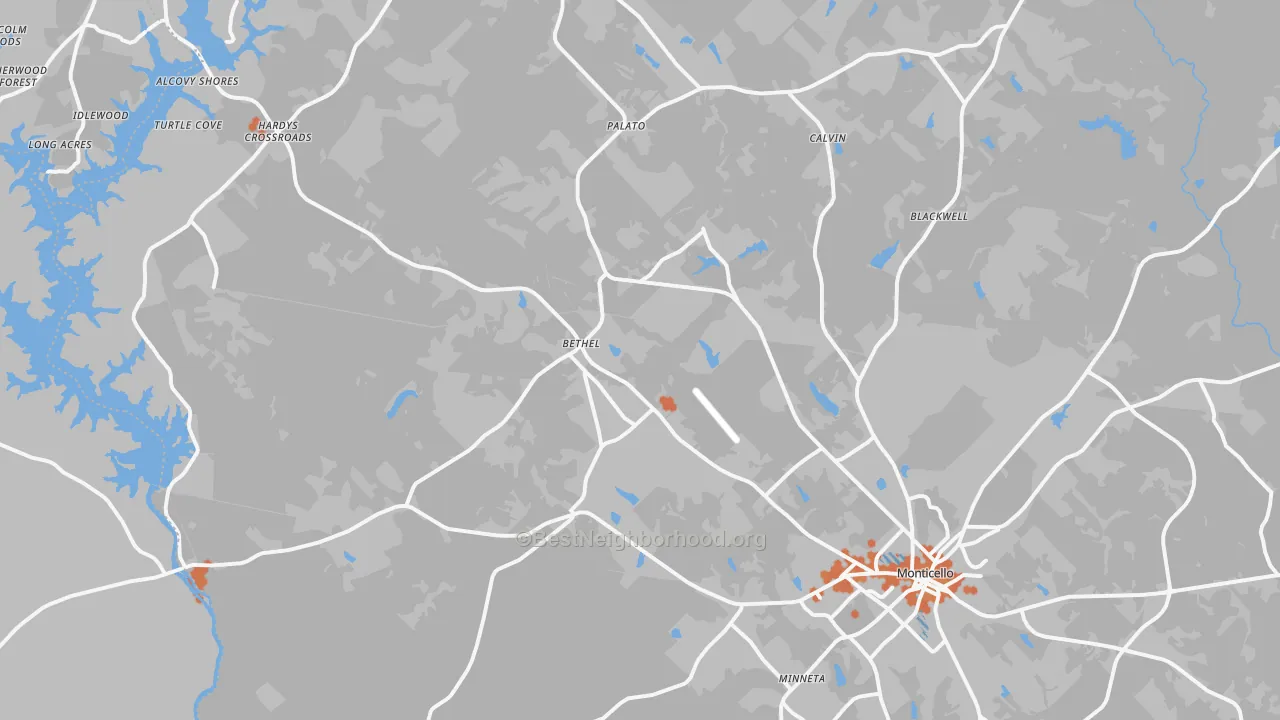 Bike Grade map of Monticello, GA
