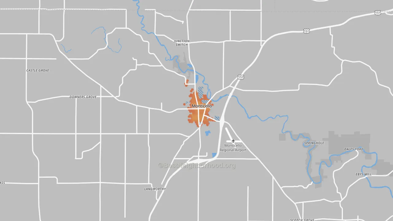 Bike Grade map of Monticello, IA