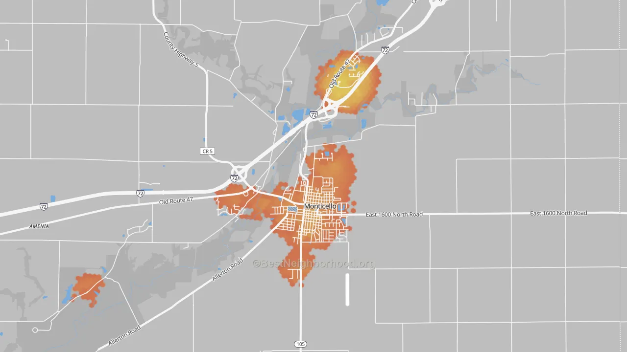 Bike Grade map of Monticello, IL