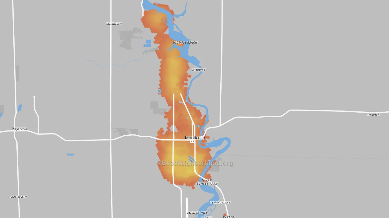Bike Grade map of Monticello, IN