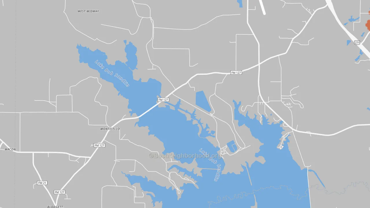 Bike Grade map of Monticello, TX