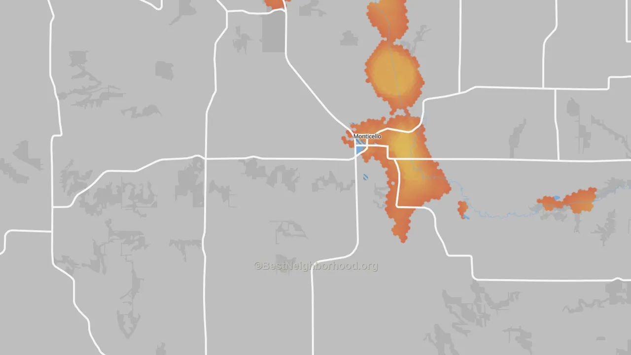 Bike Grade map of Monticello, WI