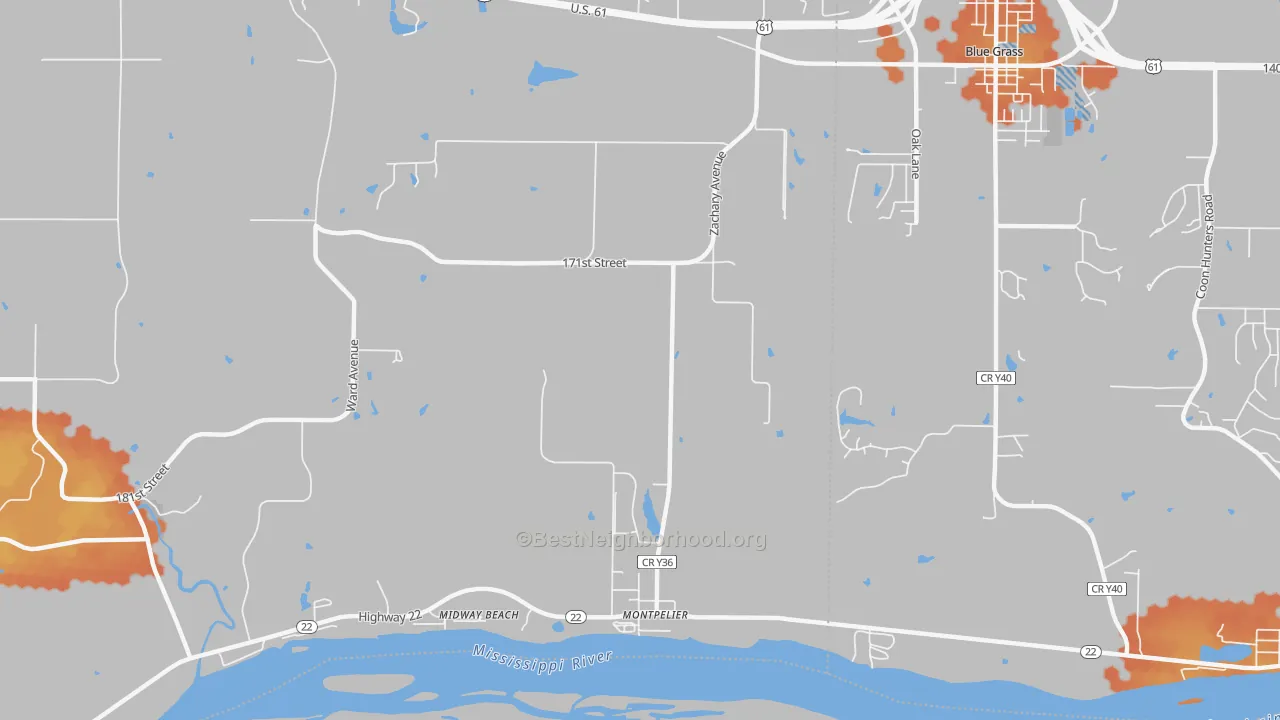 Bike Grade map of Montpelier, IA