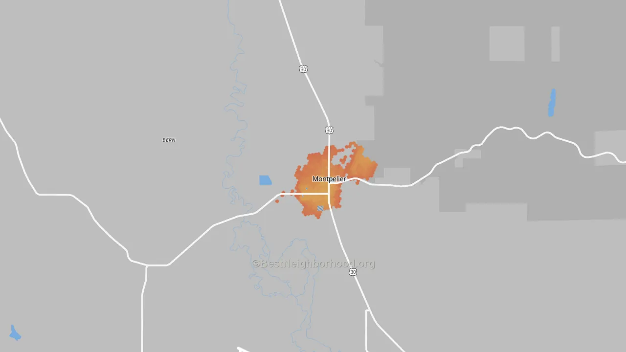 Bike Grade map of Montpelier, ID