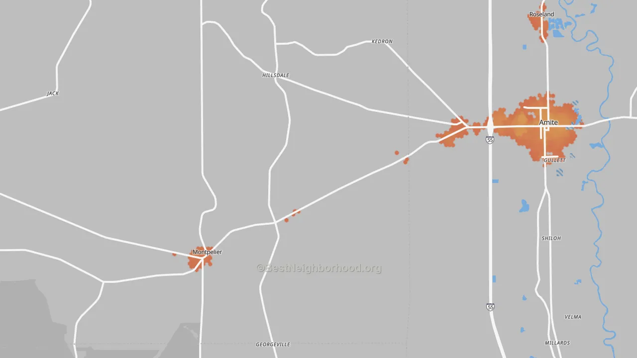 Bike Grade map of Montpelier, LA