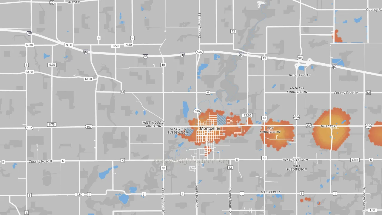 Bike Grade map of Montpelier, OH