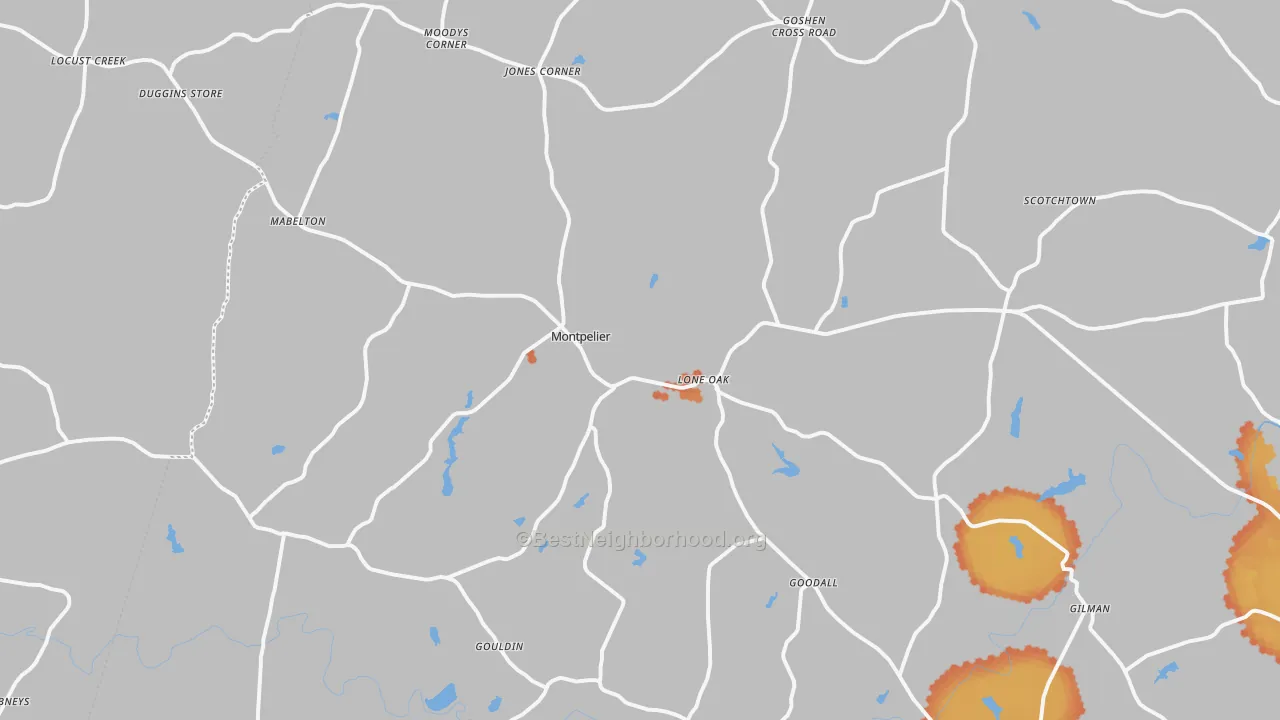 Bike Grade map of Montpelier, VA