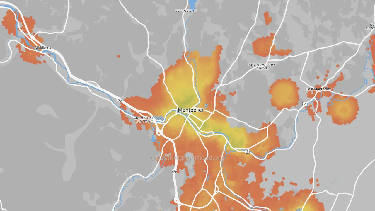 Bike Grade map of Montpelier, VT