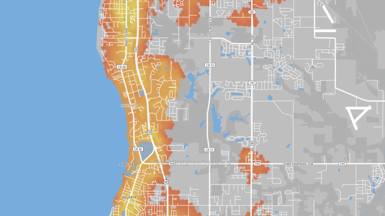 Bike Grade map of Montrose, AL