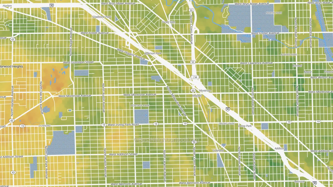 Bike Grade map of Montrose, Chicago, IL