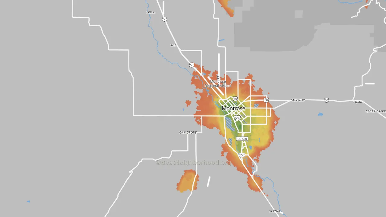 Bike Grade map of Montrose County, CO