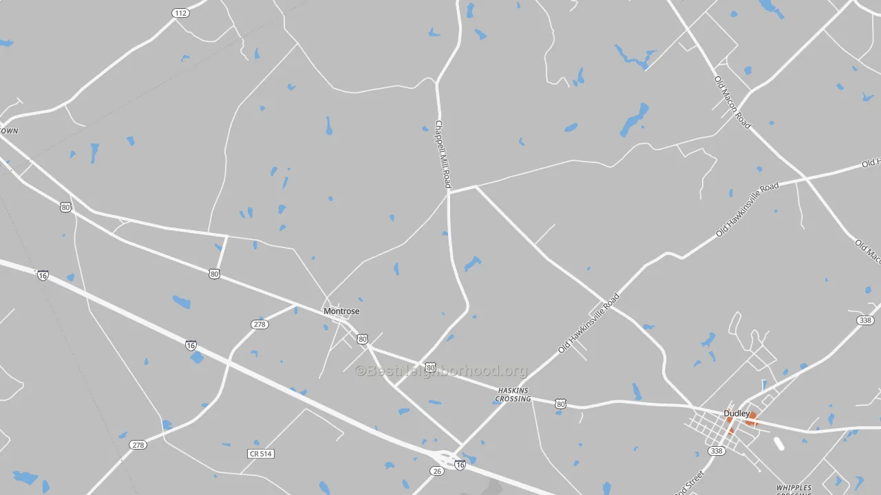 Bike Grade map of Montrose, GA