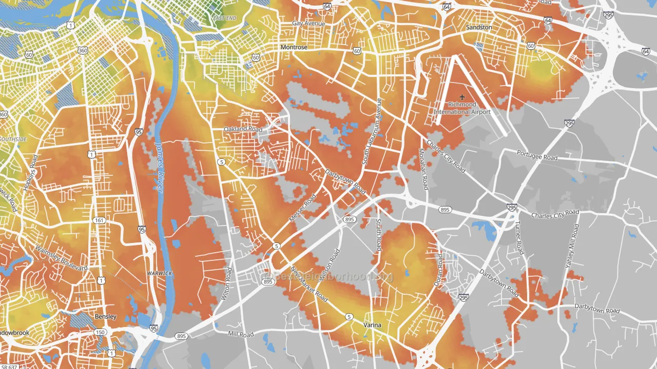 Bike Grade map of Montrose Heights, VA
