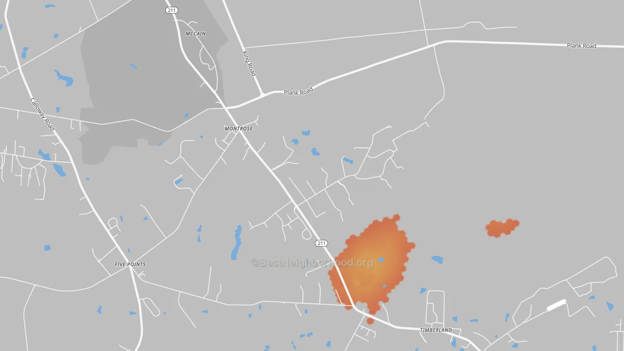 Bike Grade map of Montrose, NC