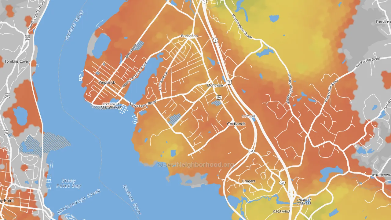 Bike Grade map of Montrose, NY