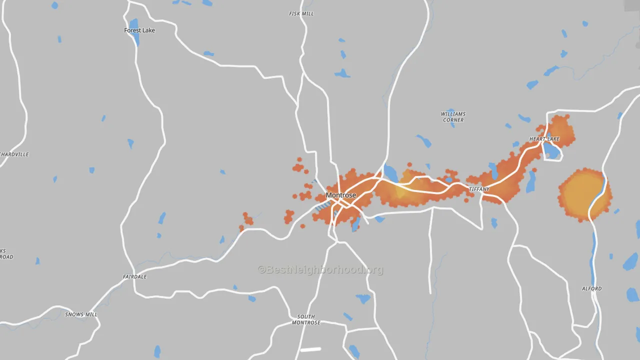 Bike Grade map of Montrose, PA