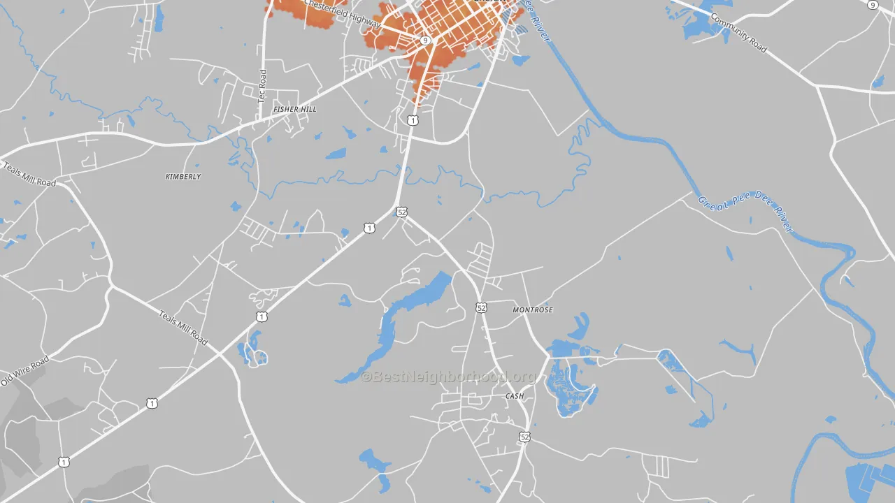 Bike Grade map of Montrose, SC