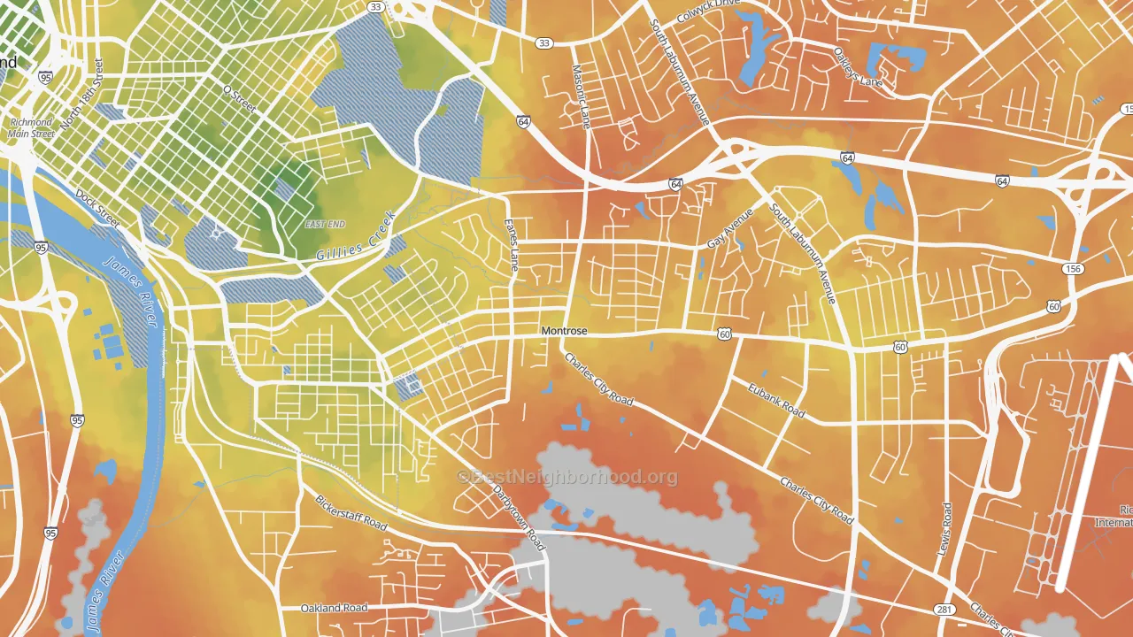 Bike Grade map of Montrose, VA