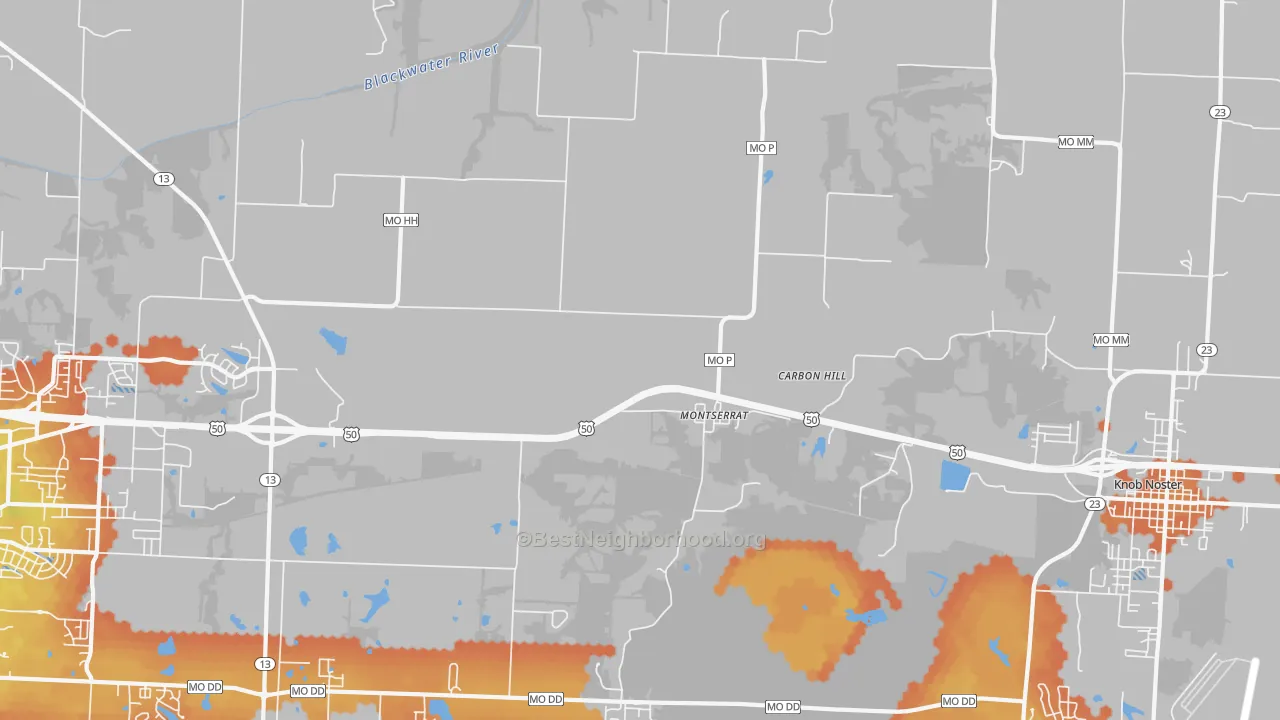 Bike Grade map of Montserrat, MO