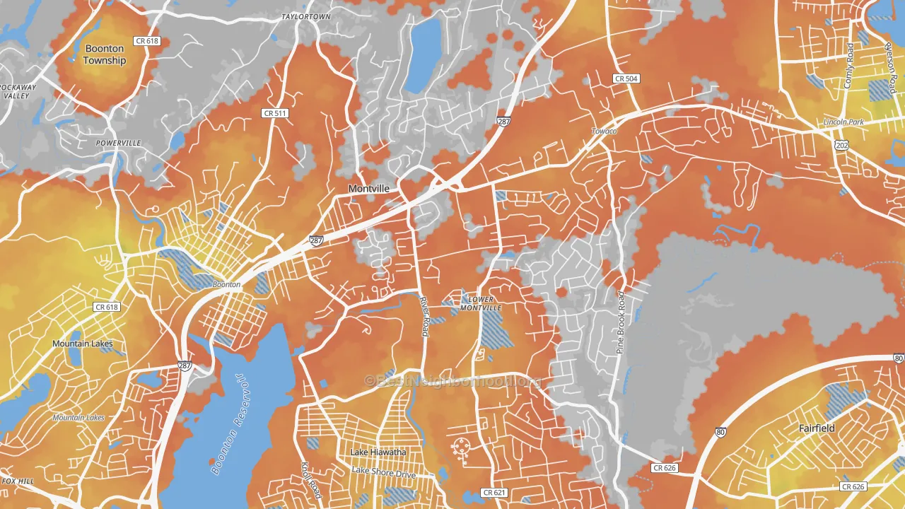 Bike Grade map of Montville, NJ