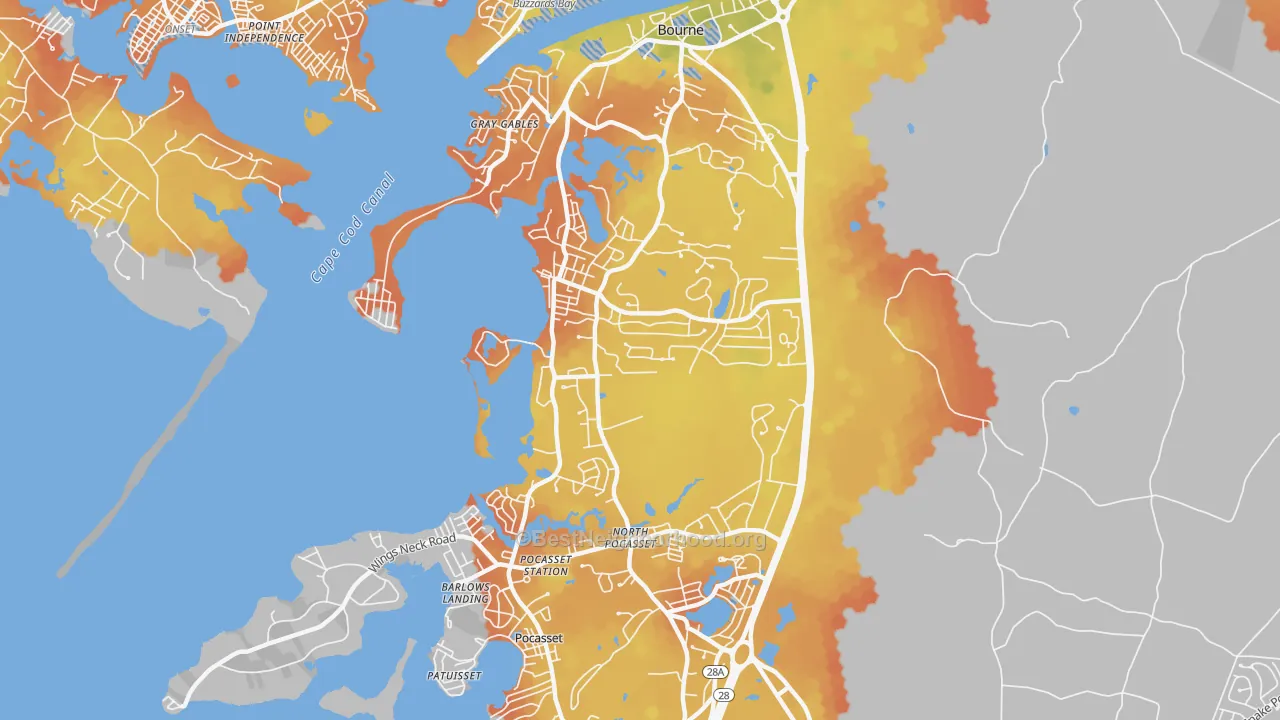 Bike Grade map of Monument Beach, MA