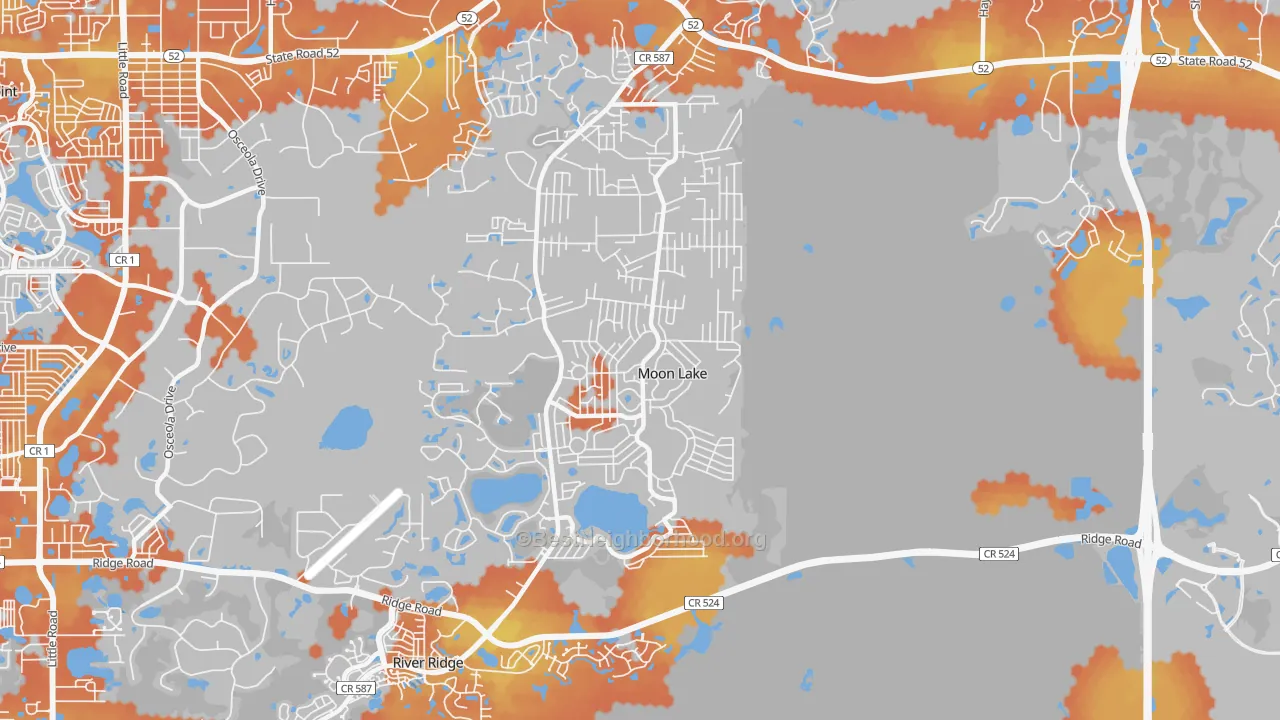 Bike Grade map of Moon Lake, FL