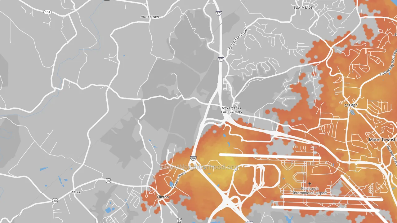 Bike Grade map of Moon, PA