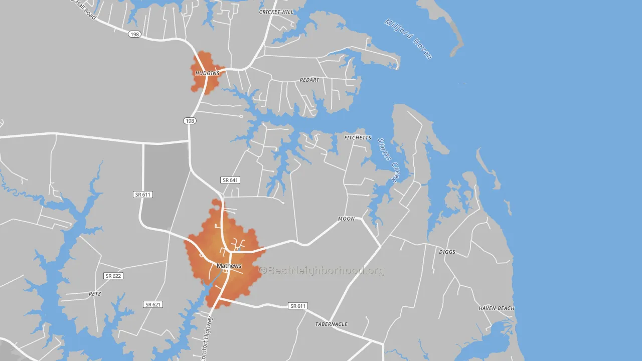 Bike Grade map of Moon, VA