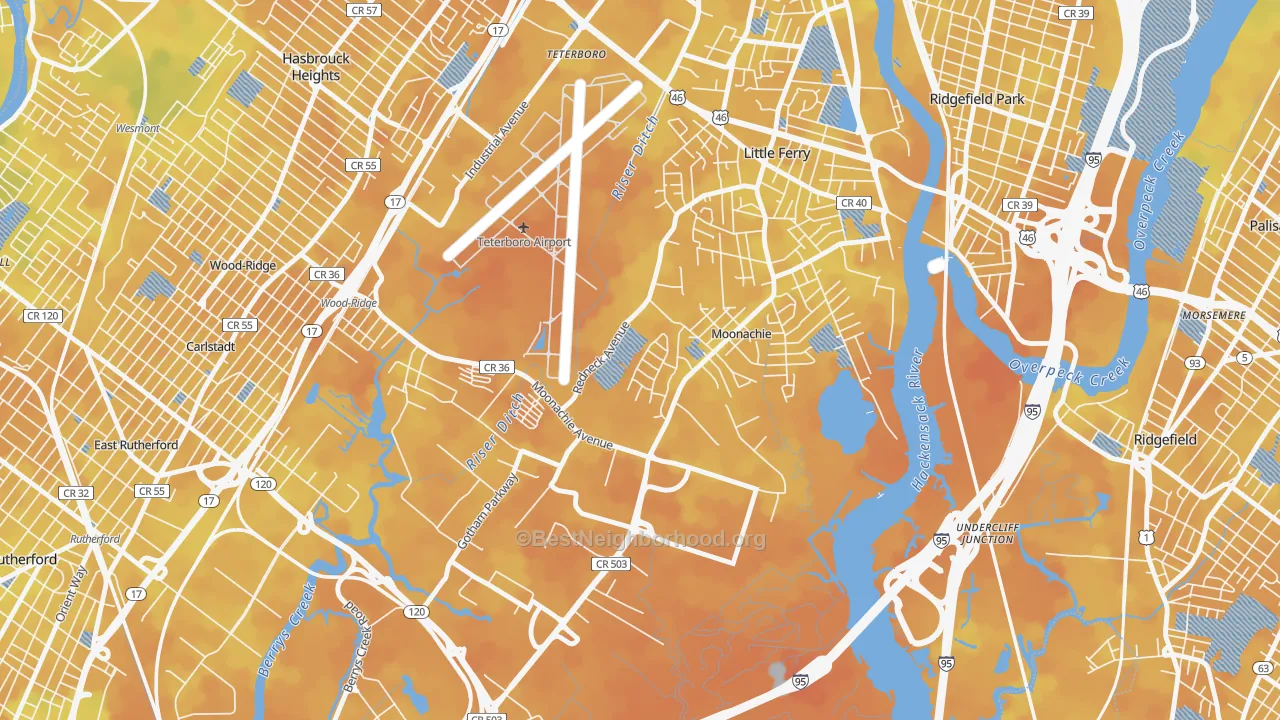 Bike Grade map of Moonachie, NJ