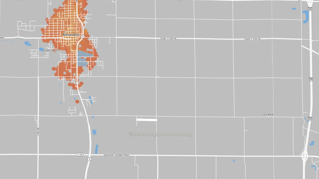 Bike Grade map of Moonville, IN