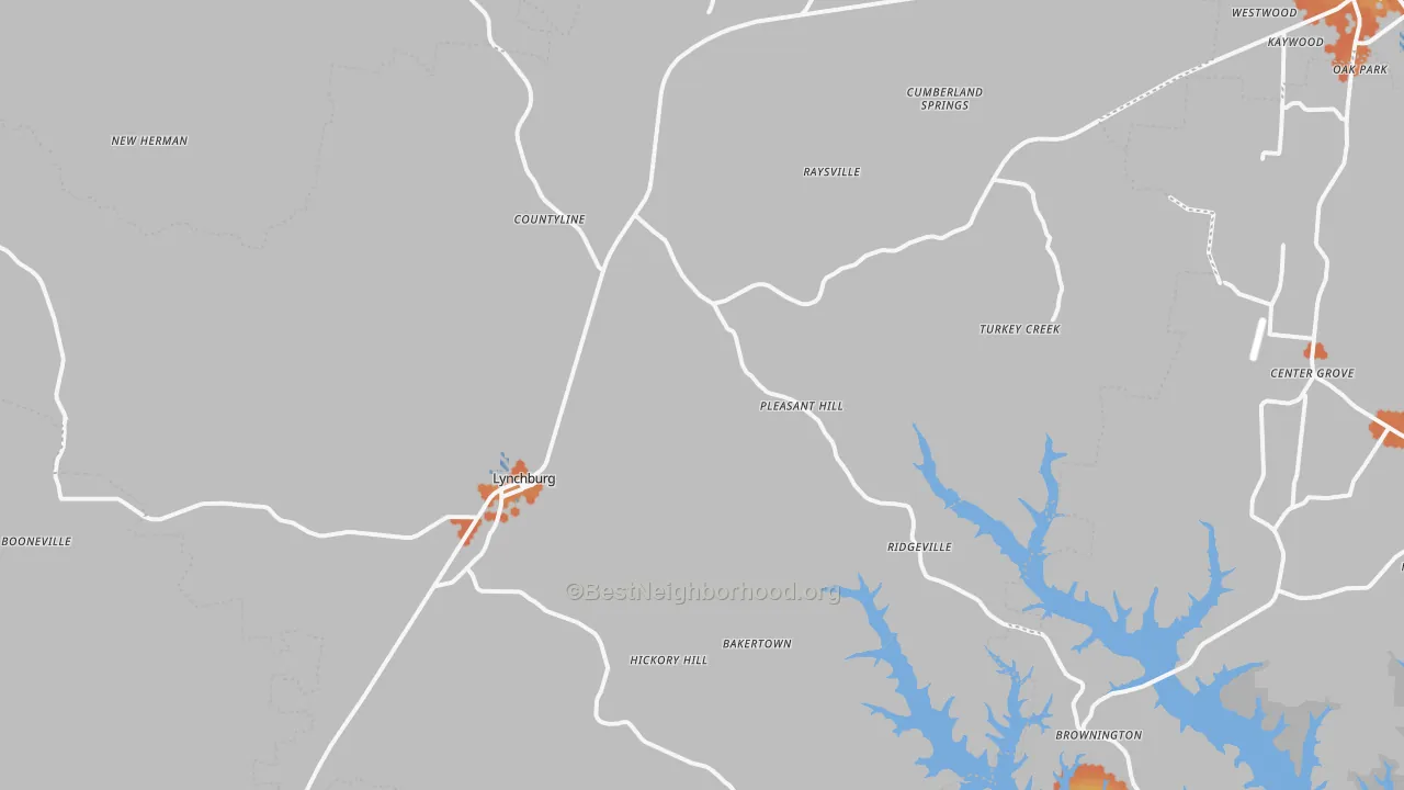 Bike Grade map of Moore County, TN
